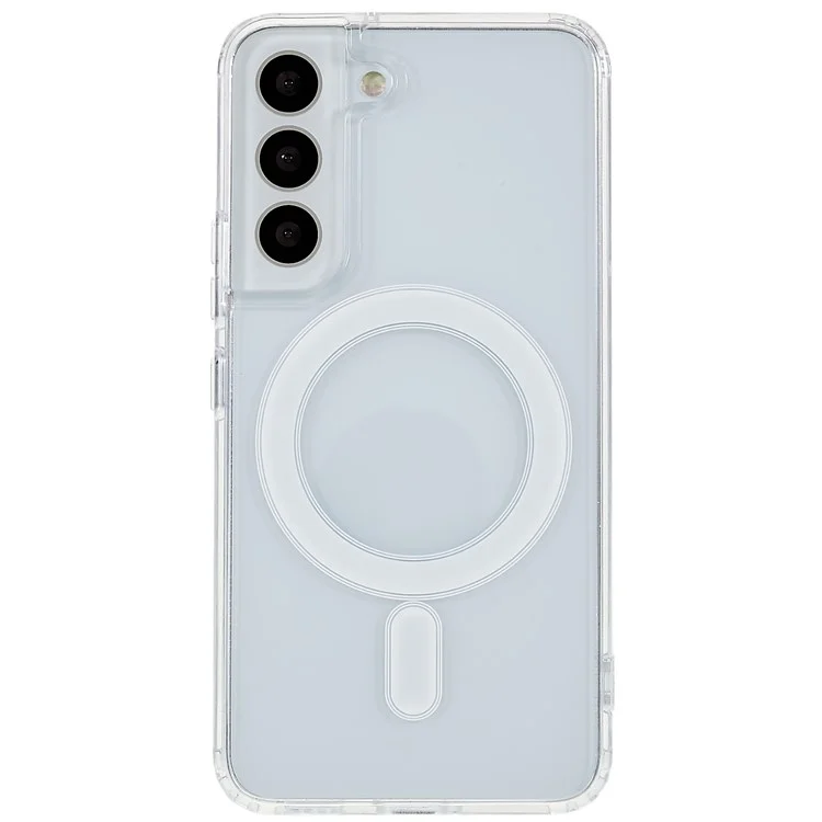 For Samsung Galaxy S22 5G Clear Magnetic Case Anti-Scratch Acrylic Back TPU Border Protective Cover