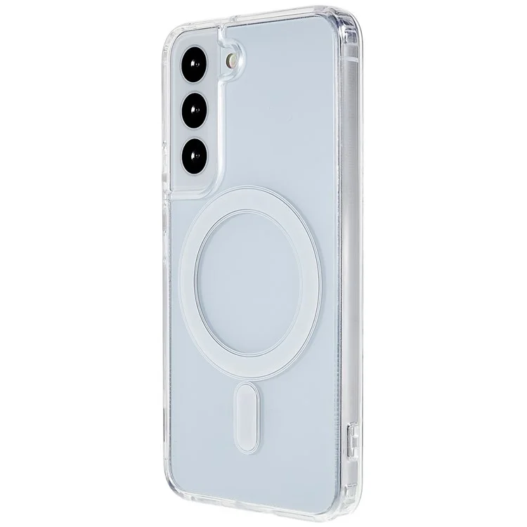 For Samsung Galaxy S22 5G Clear Magnetic Case Anti-Scratch Acrylic Back TPU Border Protective Cover
