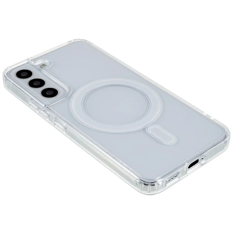 For Samsung Galaxy S22 5G Clear Magnetic Case Anti-Scratch Acrylic Back TPU Border Protective Cover