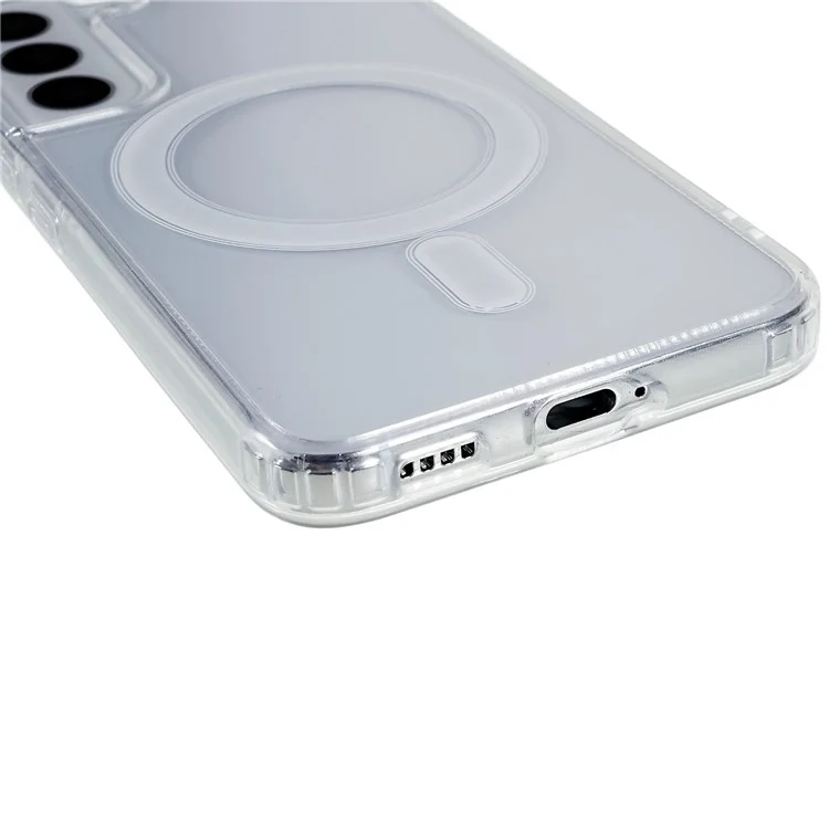 For Samsung Galaxy S22 5G Clear Magnetic Case Anti-Scratch Acrylic Back TPU Border Protective Cover