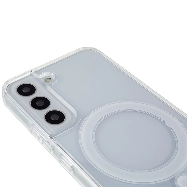 For Samsung Galaxy S22 5G Clear Magnetic Case Anti-Scratch Acrylic Back TPU Border Protective Cover