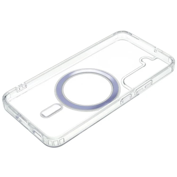 For Samsung Galaxy S22 5G Clear Magnetic Case Anti-Scratch Acrylic Back TPU Border Protective Cover