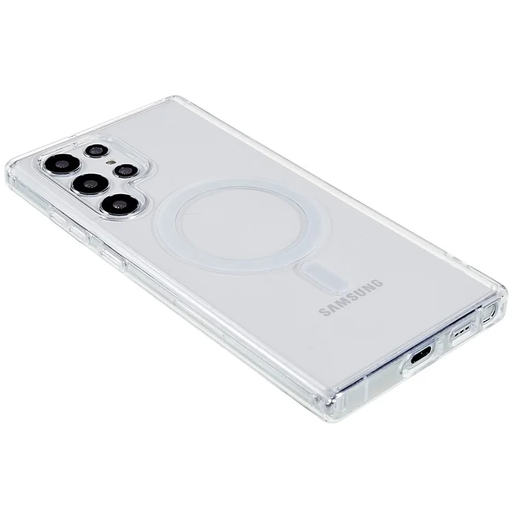 Para Samsung Galaxy S22 Ultra 5G Funda transparente de teléfono compatible con Magsafe, de material acrílico duro y TPU suave, a prueba de golpes