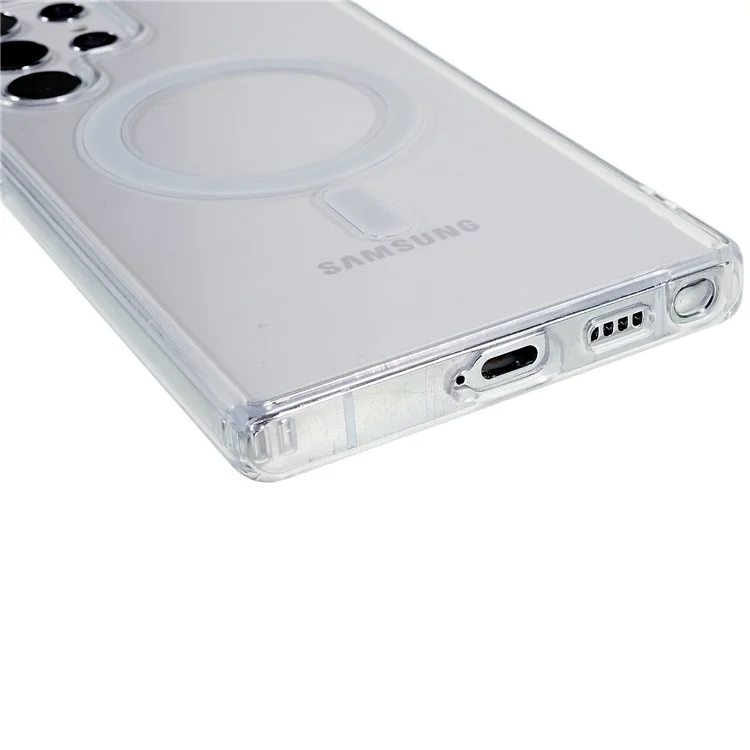 Para Samsung Galaxy S22 Ultra 5G Funda transparente de teléfono compatible con Magsafe, de material acrílico duro y TPU suave, a prueba de golpes