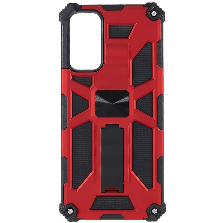 Pour Samsung Galaxy M23 5G / F23 5G / M13 4G Anti-wear Anti-shock PC et TPU Combo Armor Phone Case Kickstand Hybrid Protective Shell - Rouge
