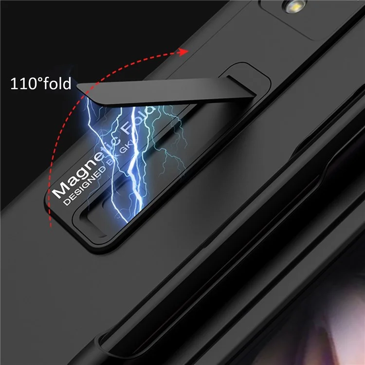 GKK Hard PC Folding Phone Case for Samsung Galaxy Z Fold3 5G, Drop-proof Protective Cover with Ultra-slim Kickstand and Pen Slot - Grey
