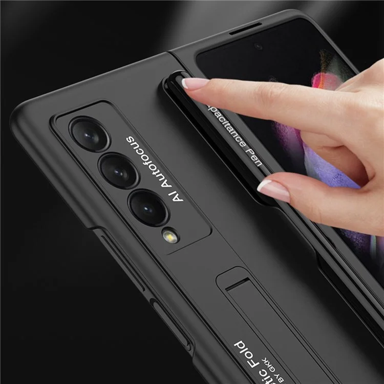 GKK Hard PC Folding Phone Case for Samsung Galaxy Z Fold3 5G, Drop-proof Protective Cover with Ultra-slim Kickstand and Pen Slot - Grey