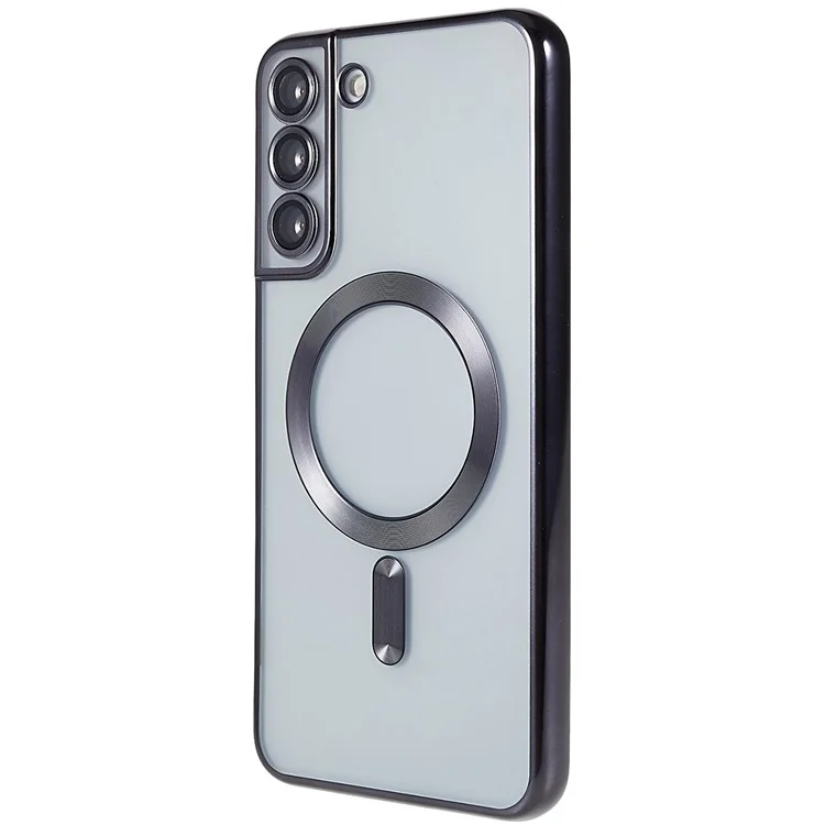 For Samsung Galaxy S22 5G Magnetic Case Clear TPU Camera Protection Scratch Resistant Phone Cover - Black
