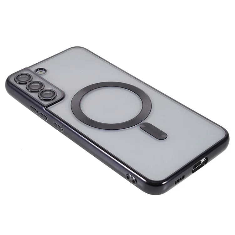 For Samsung Galaxy S22 5G Magnetic Case Clear TPU Camera Protection Scratch Resistant Phone Cover - Black