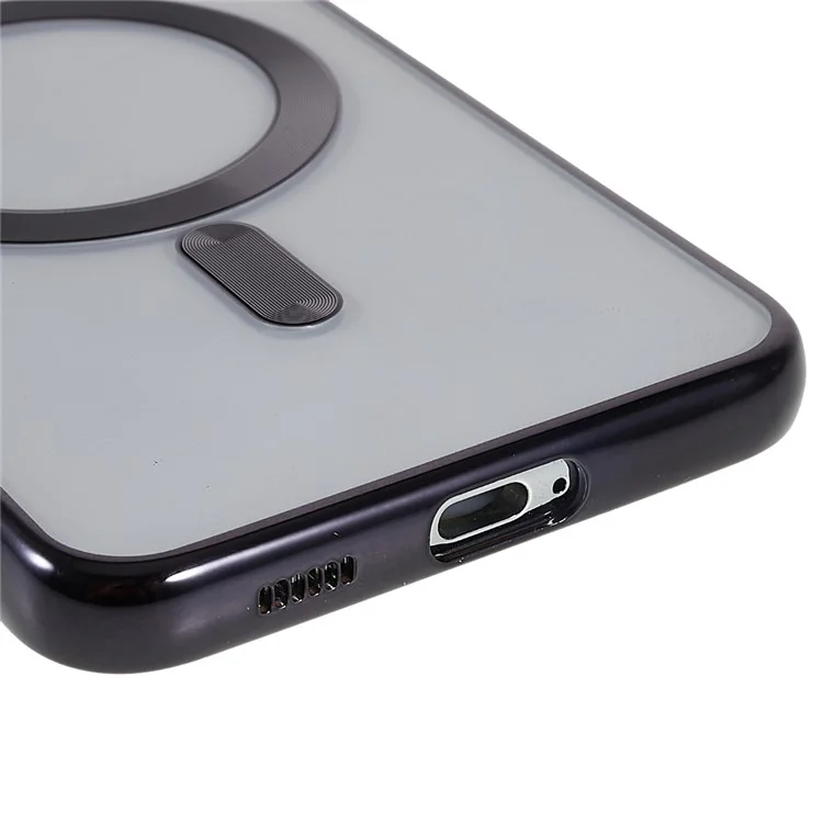 For Samsung Galaxy S22 5G Magnetic Case Clear TPU Camera Protection Scratch Resistant Phone Cover - Black