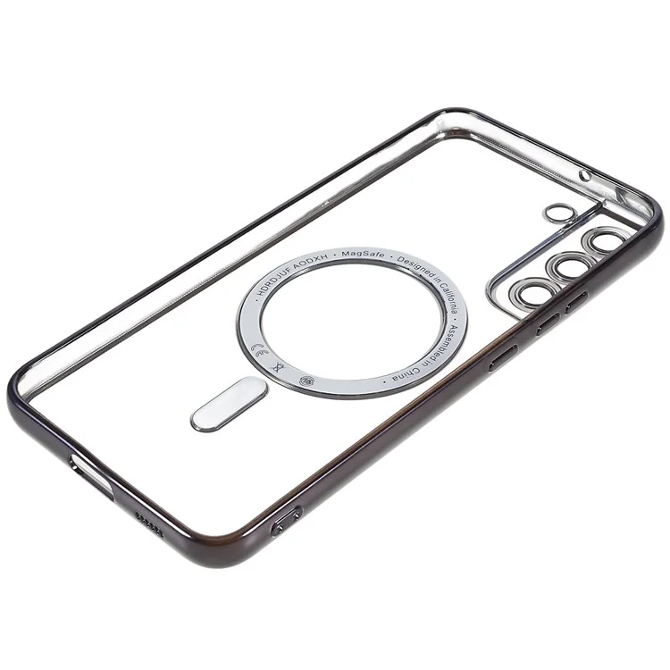 For Samsung Galaxy S22 5G Magnetic Case Clear TPU Camera Protection Scratch Resistant Phone Cover - Black