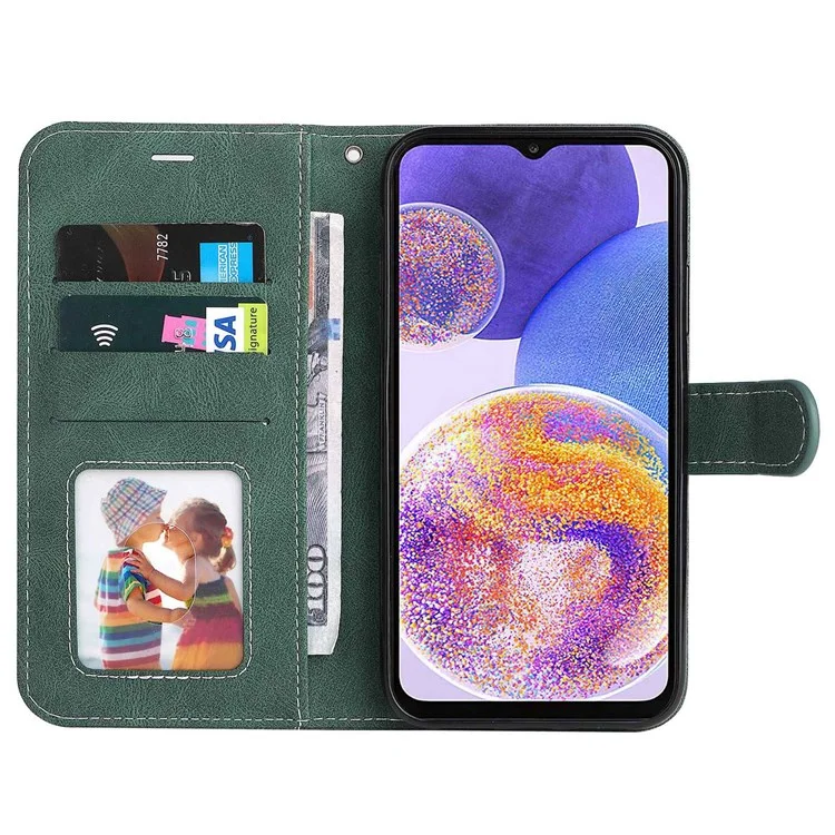 Per Samsung Galaxy A23 5G (Versione Globale) / 4G Custodia per telefono cellulare Borsa Shell in Pelle PU Portafoglio Stand Stile a tre colori Protezione del telefono - Verde