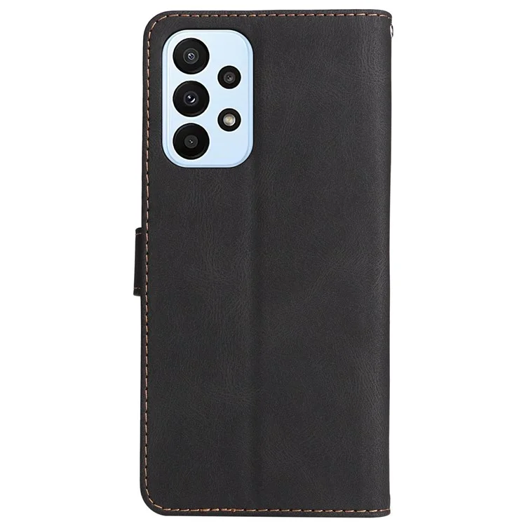 Para Samsung Galaxy A23 5G (Versión Global) / 4G Bolsa de Teléfono Móvil Carcasa de Cuero PU Billetera de Pie de Estilo de Fusión de Tres Colores Caso de Protección de Teléfono - Negro