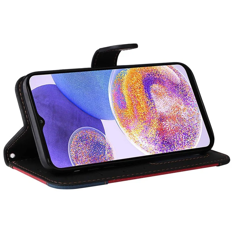Para Samsung Galaxy A23 5G (Versión Global) / 4G Bolsa de Teléfono Móvil Carcasa de Cuero PU Billetera de Pie de Estilo de Fusión de Tres Colores Caso de Protección de Teléfono - Negro