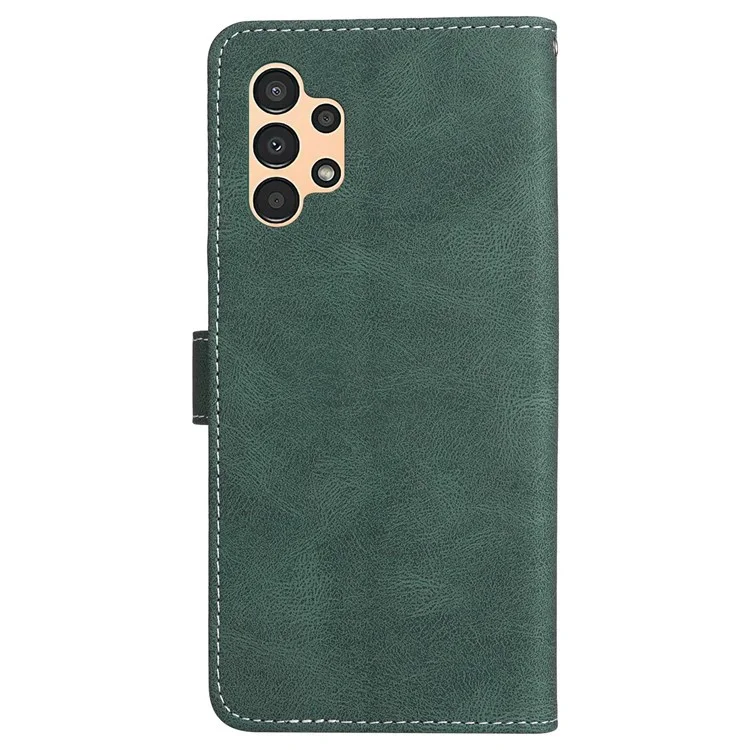 Pour Samsung Galaxy A13 4G Trois couleurs Splicing PU Leather Case Wallet Stand Full Body Anti-Scratch Protective Cover with Strap - Vert
