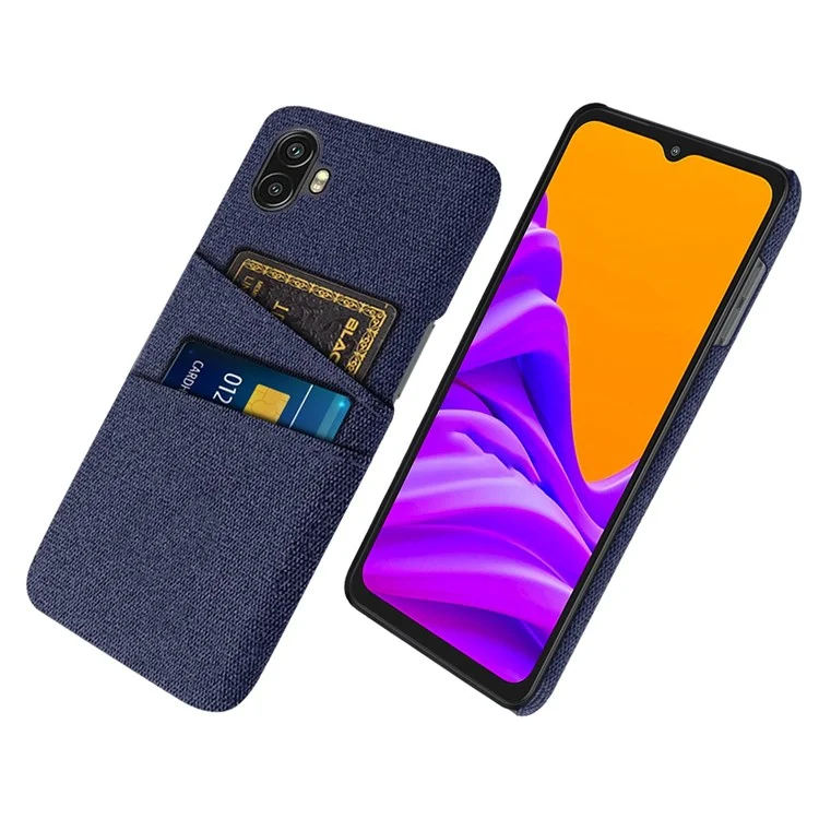 For Samsung Galaxy Xcover Pro 2 5G Drop-proof Cloth Texture Phone Case with Dual Card Slots Scratch Resistant PC Protective Cover - Blue
