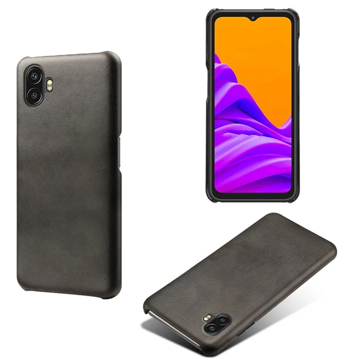 Para Samsung Galaxy Xcover Pro 2 5G Resistente a Desgaste da Caixa de Telefone Calf Texturizou PU Coating Casal de Proteção à Prova de Gotas PC - Preto