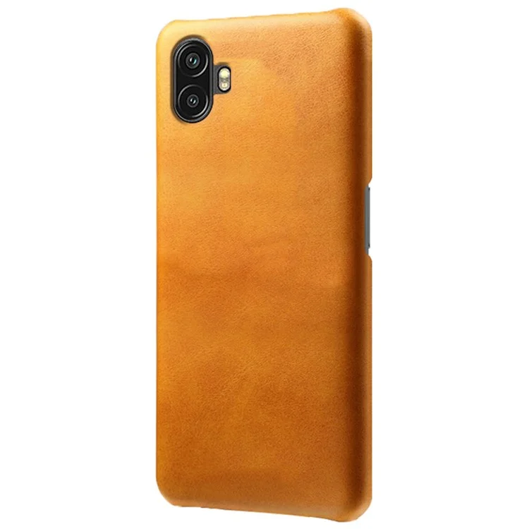 For Samsung Galaxy Xcover Pro 2 5G Wear-resistant Phone Case Calf Textured PU Leather Coating Drop-proof Hard PC Protective Cover - Orange