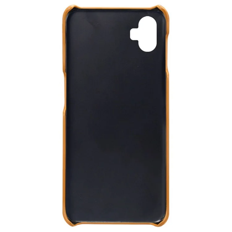 For Samsung Galaxy Xcover Pro 2 5G Wear-resistant Phone Case Calf Textured PU Leather Coating Drop-proof Hard PC Protective Cover - Orange