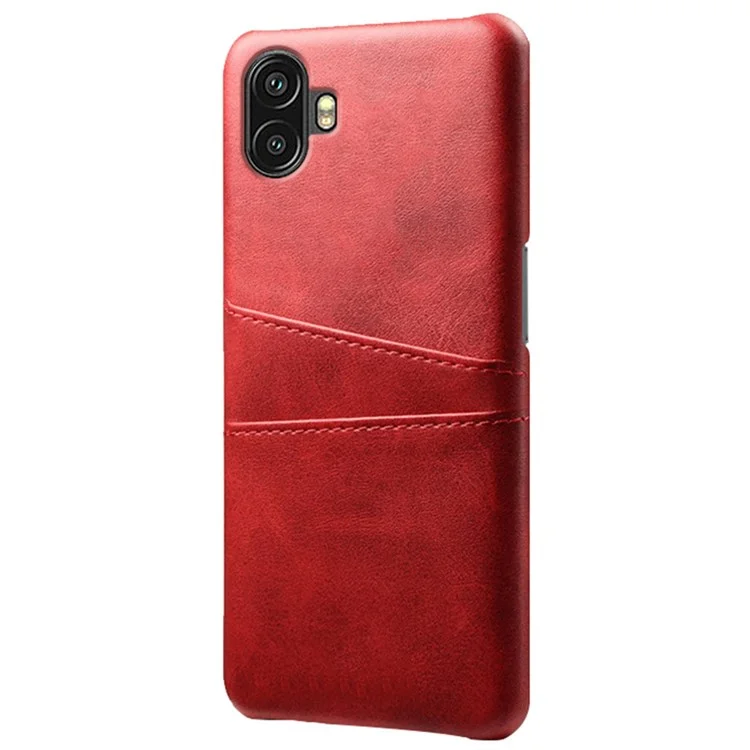 For Samsung Galaxy Xcover Pro 2 5G Anti-fall Protective Phone Case with Dual Card Slots PU Leather Coated Hard PC Back Cover Shell - Red