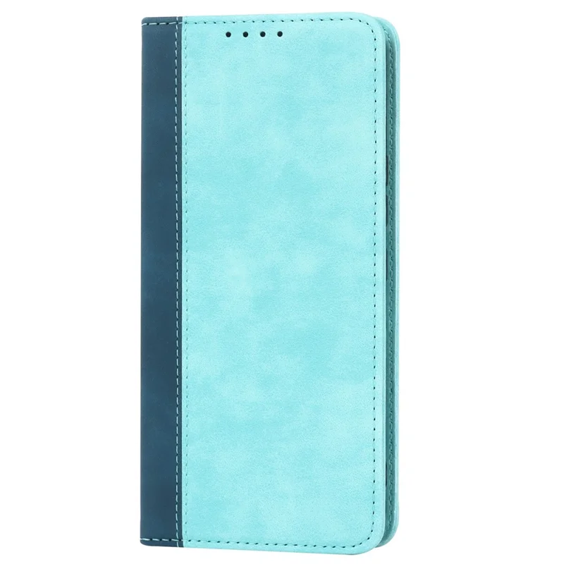 For Samsung Galaxy A53 5G Bi-color Splicing Magnetic Auto-absorbed PU Leather Phone Case with Wallet Stand -  Light Blue/Dark Blue