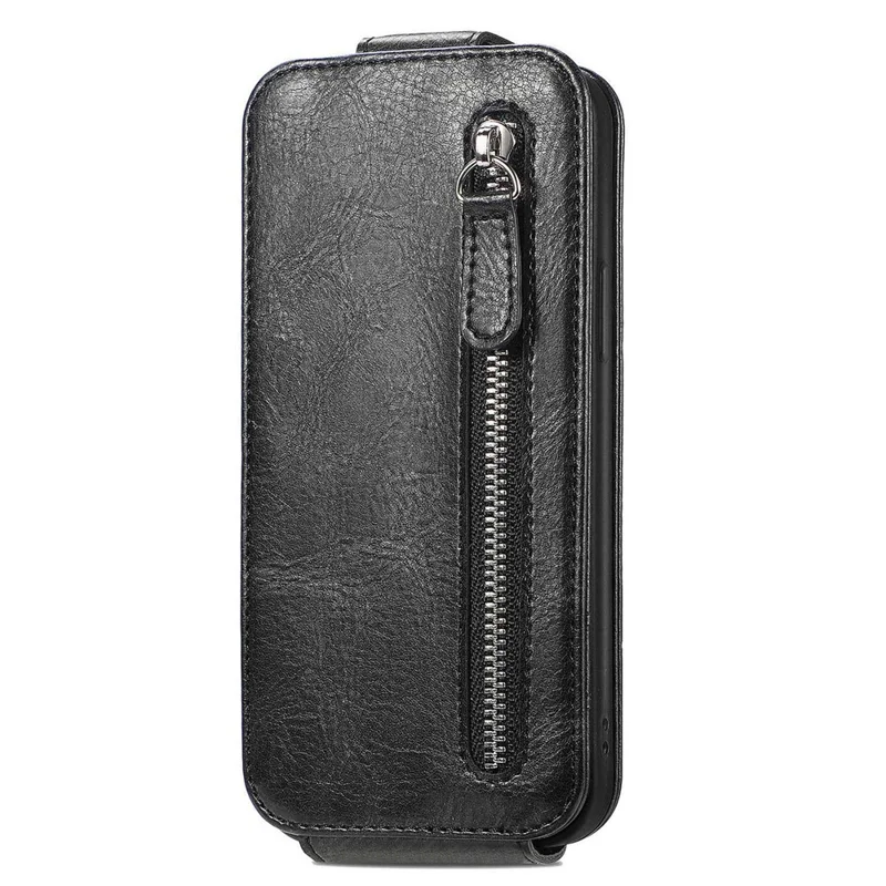 Para Samsung Galaxy A32 5G/M32 5G Anti-fall Zipper Carteira Tampa do Telefone Vertical Anti-arranhão pu - Preto