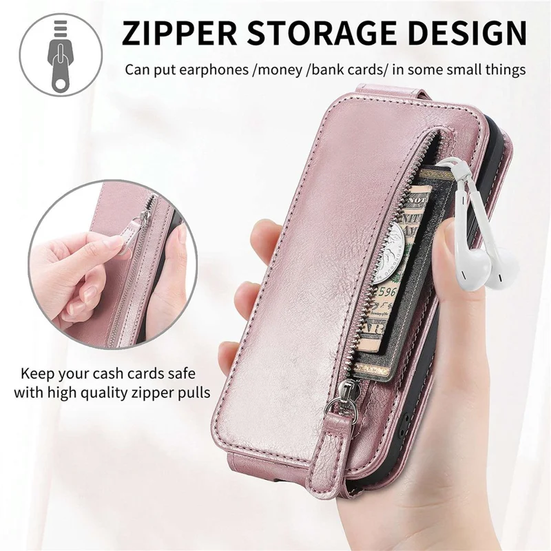 Para Samsung Galaxy A32 5G/M32 5G Anti-fall Experiadora Exterior Flipe Teléfono Volteo Vertical Flip Anti-scratch PU Cuero de Cuero Case - Oro Rosa