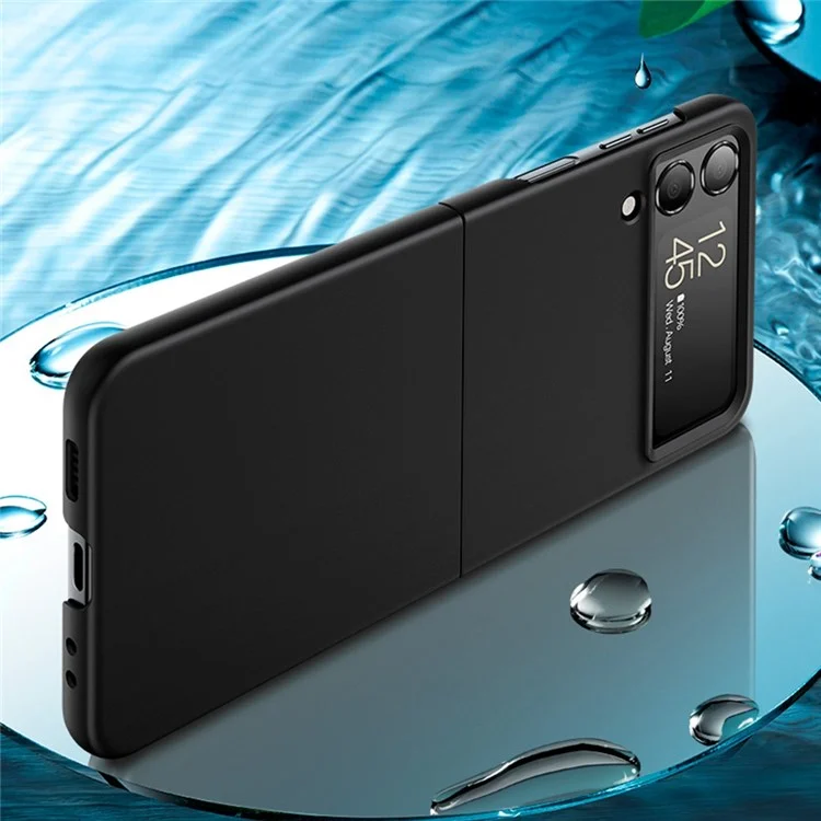 Für Samsung Galaxy Z Flip4 5G Ultra Slim Folding PC Telefonhülle Gummierte Oberfläche Stoßfeste Abdeckung - Schwarz