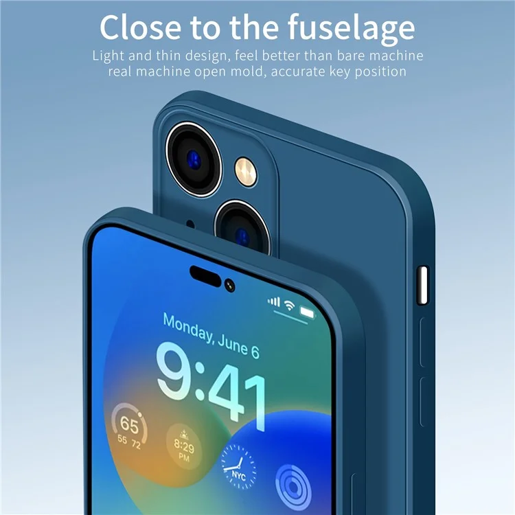 Série Pinwuyo JK TPU-2 Pour Iphone 14 Max 6,7 Pouces Découpe de Protection de la Caméra Case de Téléphone Soft TPU Fibre Flocking Couvercle de Protection - Bleu