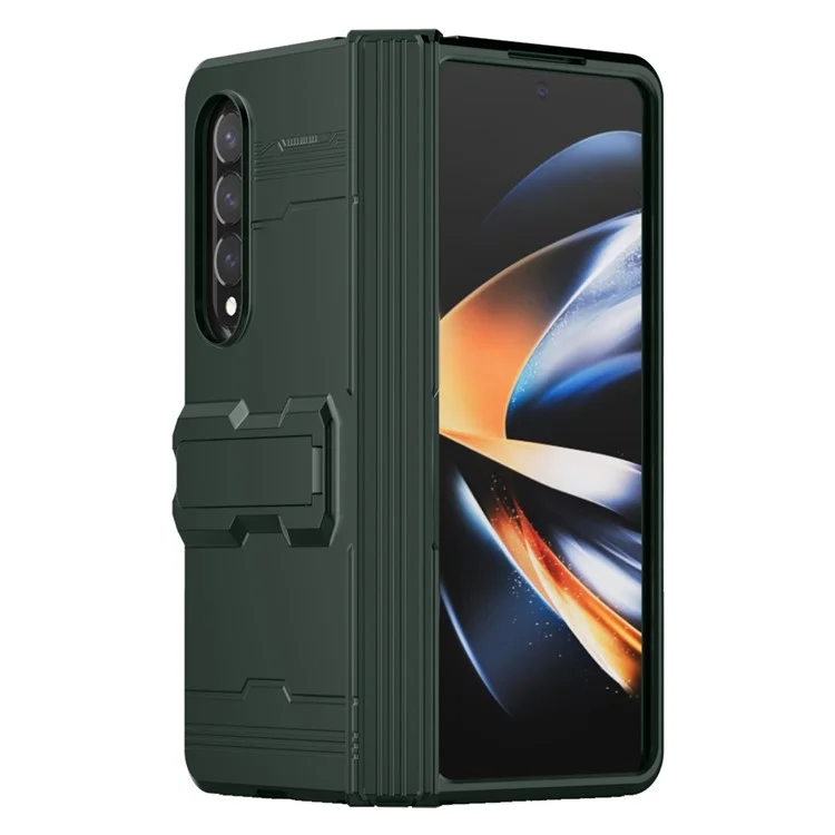 Für Samsung Galaxy Z Fold4 5G Scharnier-Design Kickstand-Funktion Gummiertes Telefon-Case Harte PC Anti-Drop-Schale - Grün