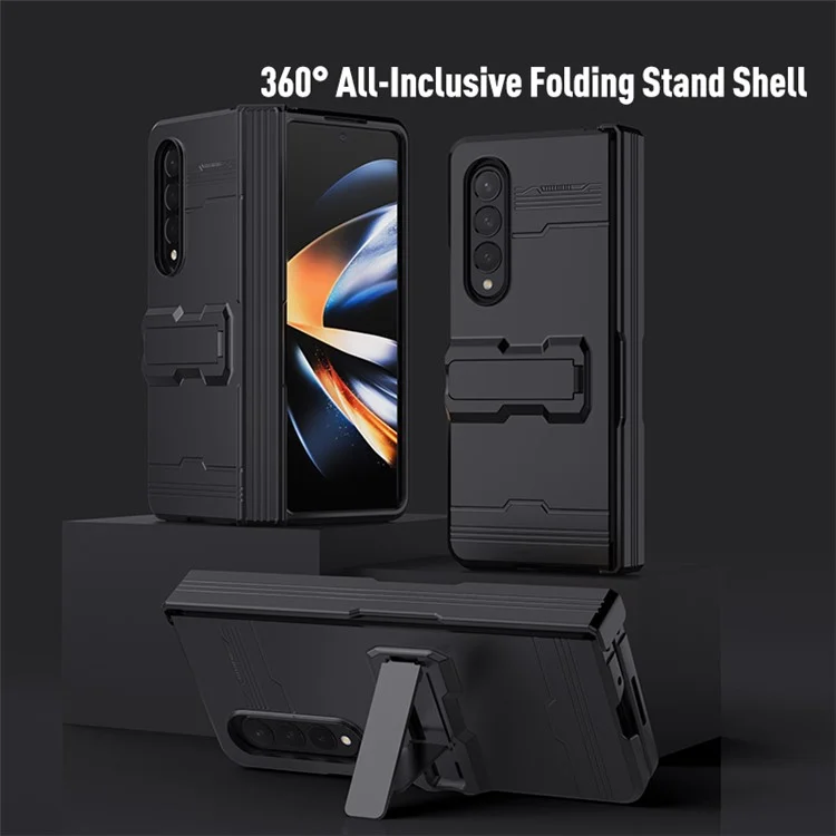 Für Samsung Galaxy Z Fold4 5G Scharnier-Design Kickstand-Funktion Gummiertes Telefon-Case Harte PC Anti-Drop-Schale - Grün