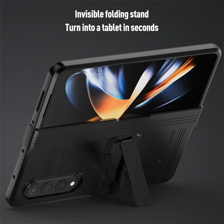 Für Samsung Galaxy Z Fold4 5G Scharnier-Design Kickstand-Funktion Gummiertes Telefon-Case Harte PC Anti-Drop-Schale - Grün