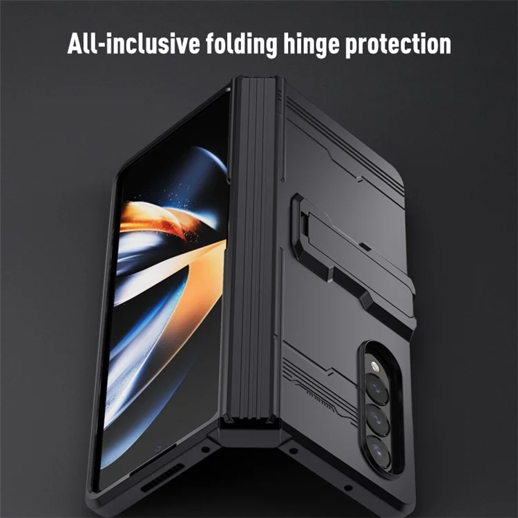 Für Samsung Galaxy Z Fold4 5G Scharnier-Design Kickstand-Funktion Gummiertes Telefon-Case Harte PC Anti-Drop-Schale - Grün
