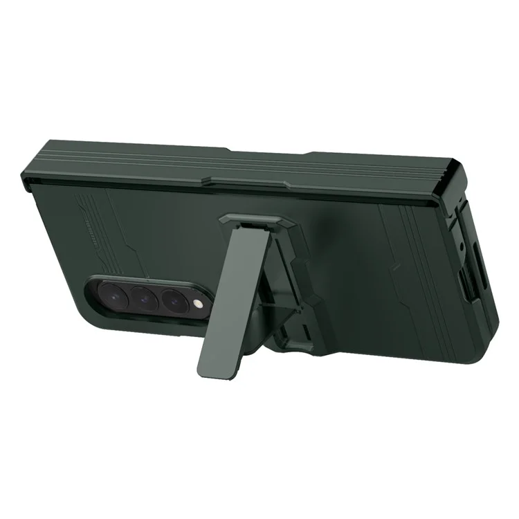 Für Samsung Galaxy Z Fold4 5G Scharnier-Design Kickstand-Funktion Gummiertes Telefon-Case Harte PC Anti-Drop-Schale - Grün