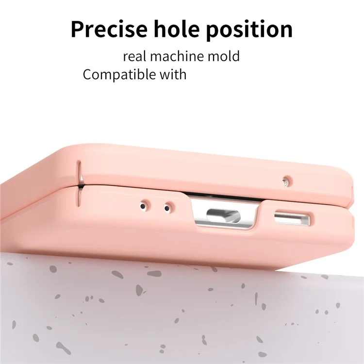 Per Samsung Galaxy Z Flip4 5G / Z Flip3 5G Telefono Pieghevole Copertura Telefonica PC Gommata Anti-drop Custodia Per Pen Con Penna - Rosa