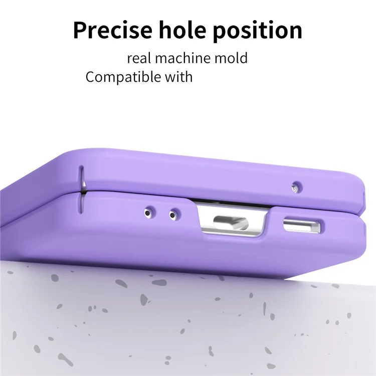 For Samsung Galaxy Z Flip4 5G / Z Flip3 5G Phone Case Folding Phone Cover Anti-drop Rubberized PC Phone Case with Pen - Purple