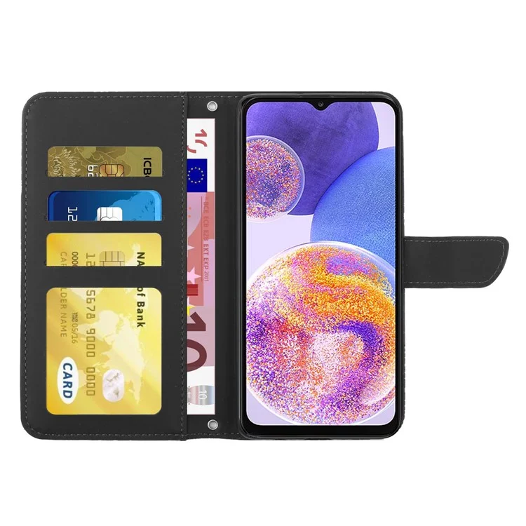 Для Samsung Galaxy A23e Кожа Кожаный Кожаный Кожаный Корпус Pu-кожаный Корпус. - Черный