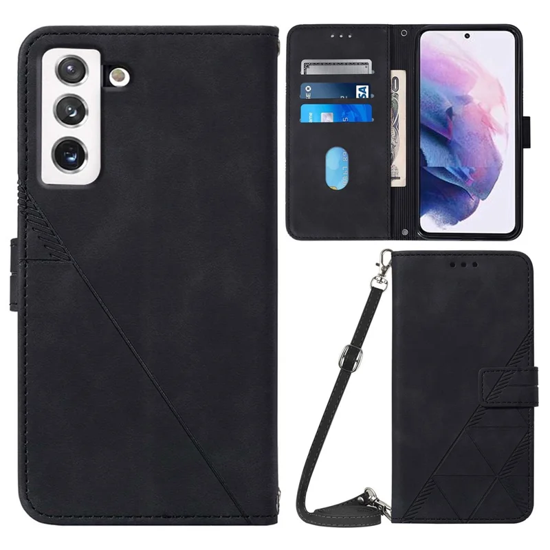 Futerał skórzany z paskiem na ramię, portfel z podstawką do Samsung Galaxy S23 – Czarny