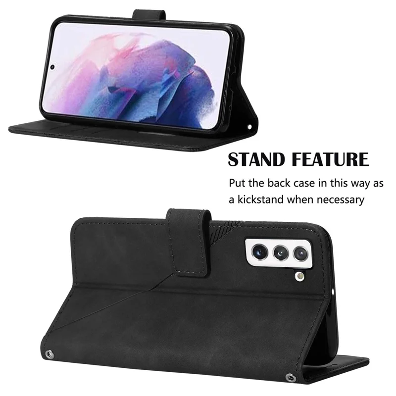 Futerał skórzany z paskiem na ramię, portfel z podstawką do Samsung Galaxy S23 – Czarny