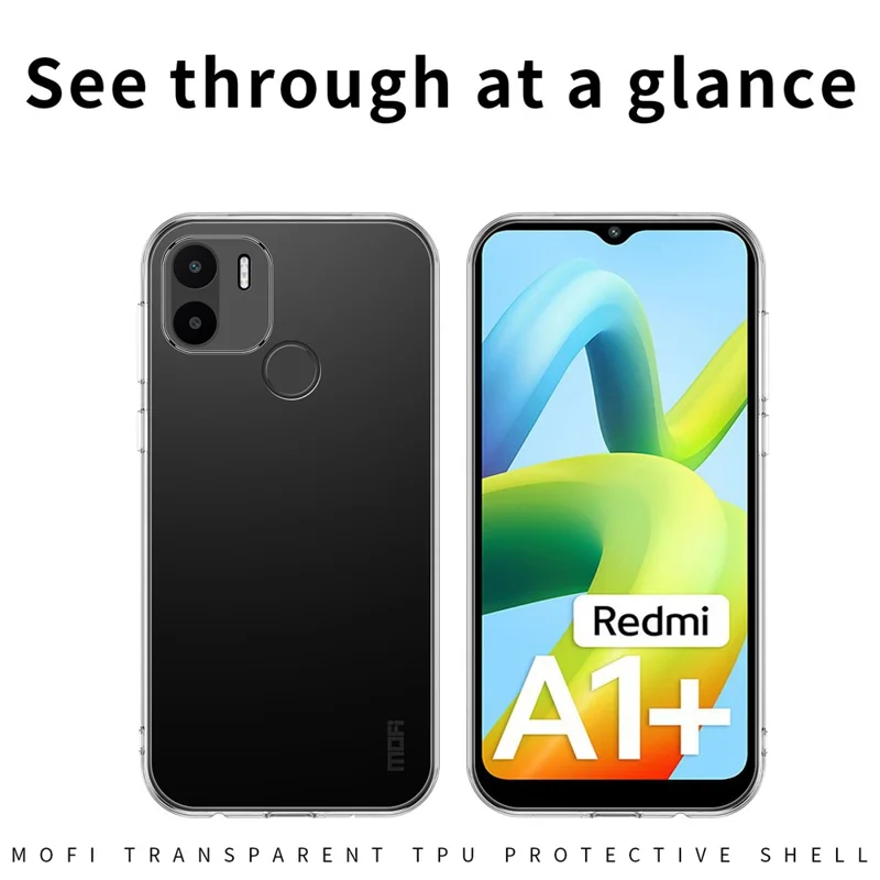MOFI Back Shell per Xiaomi Redmi A1+ 4G / A2+ 4G / Poco C50 4G, Custodia Trasparente per Telefono in TPU Antiurto, Cover Protettiva
