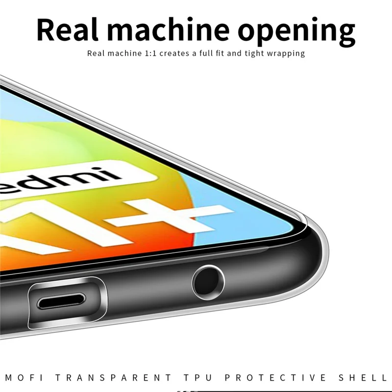 MOFI Back Shell per Xiaomi Redmi A1+ 4G / A2+ 4G / Poco C50 4G, Custodia Trasparente per Telefono in TPU Antiurto, Cover Protettiva