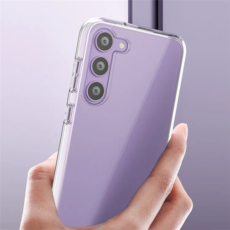 Pour Samsung Galaxy S23 Glittery Powder Soft TPU + Hard PC Phone Case Anti-scratch Cell Phone Cover - Blanc