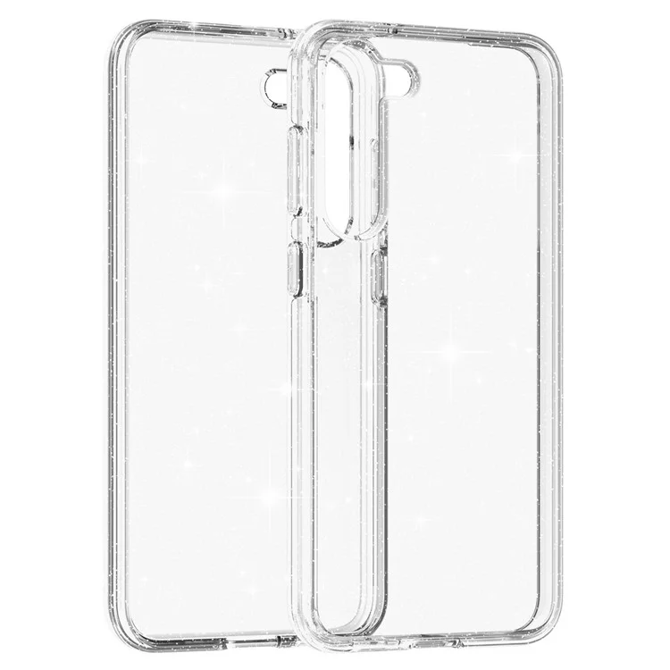 For Samsung Galaxy S23+ Anti-fall Glittery Powder Soft TPU + Hard PC Phone Case Protective Back Cover - White
