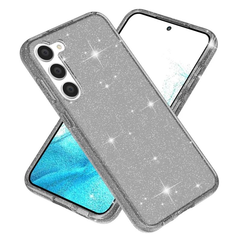 For Samsung Galaxy S23+ Anti-fall Glittery Powder Soft TPU + Hard PC Phone Case Protective Back Cover - Grey