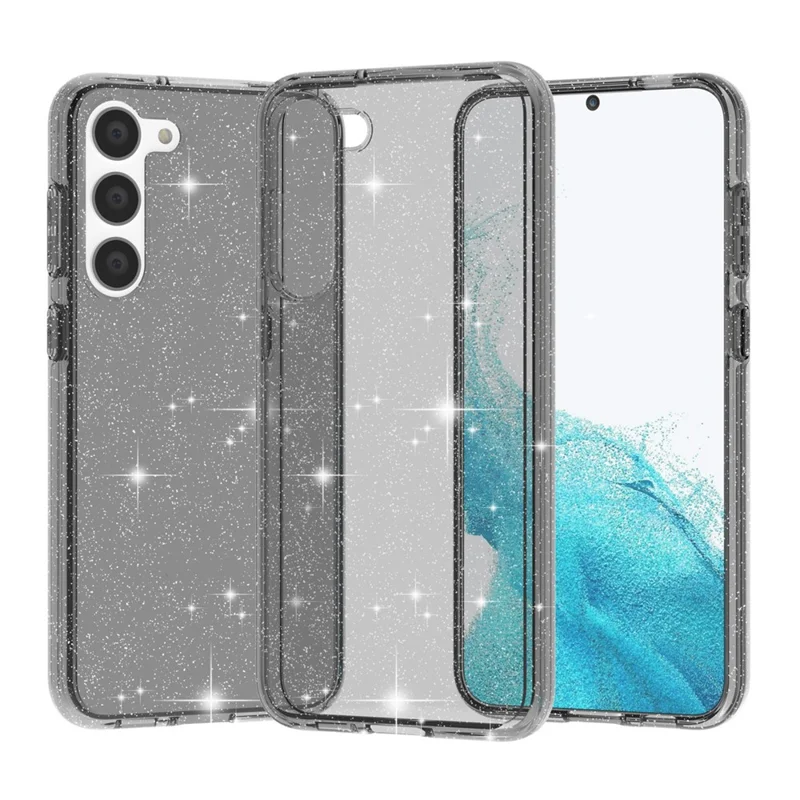 For Samsung Galaxy S23+ Anti-fall Glittery Powder Soft TPU + Hard PC Phone Case Protective Back Cover - Grey