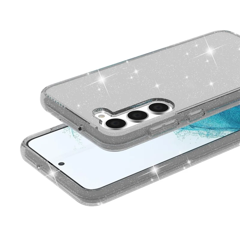 For Samsung Galaxy S23+ Anti-fall Glittery Powder Soft TPU + Hard PC Phone Case Protective Back Cover - Grey