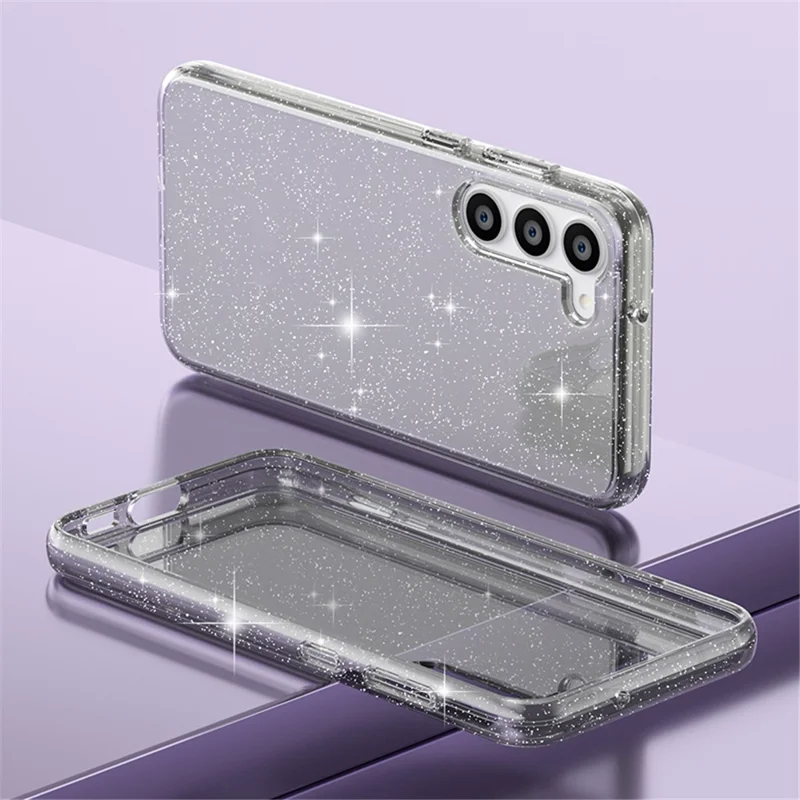 For Samsung Galaxy S23+ Anti-fall Glittery Powder Soft TPU + Hard PC Phone Case Protective Back Cover - Grey