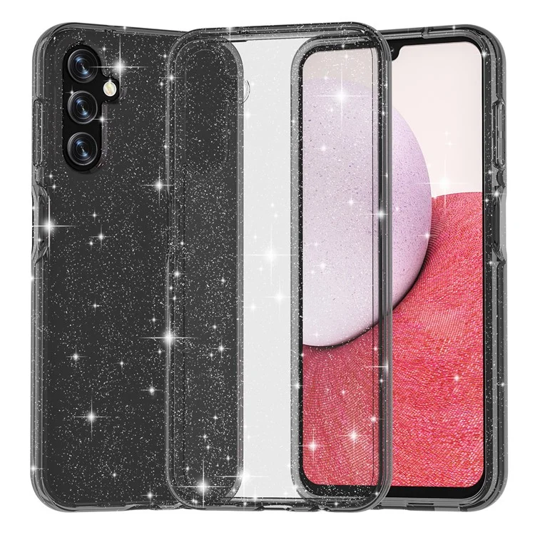 For Samsung Galaxy A14 5G / A14 4G Glittery Powder Soft TPU + Hard PC Protective Phone Case Shockproof Mobile Phone Back Cover - Grey