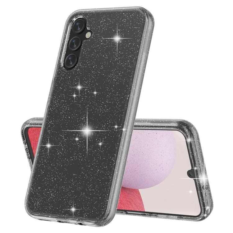 For Samsung Galaxy A14 5G / A14 4G Glittery Powder Soft TPU + Hard PC Protective Phone Case Shockproof Mobile Phone Back Cover - Grey