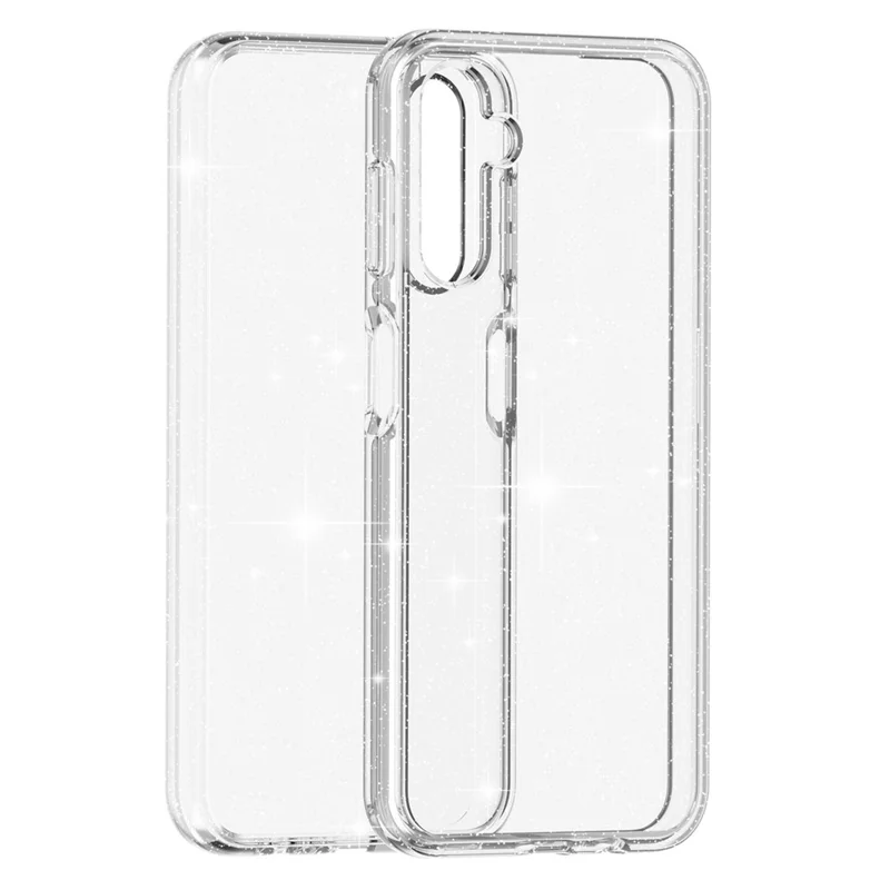 For Samsung Galaxy A14 5G / A14 4G Glittery Powder Soft TPU + Hard PC Protective Phone Case Shockproof Mobile Phone Back Cover - White